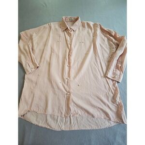 Paparazzi Button Down Shirt Womens M Pink Pearl Embellished Lyocell Blouse